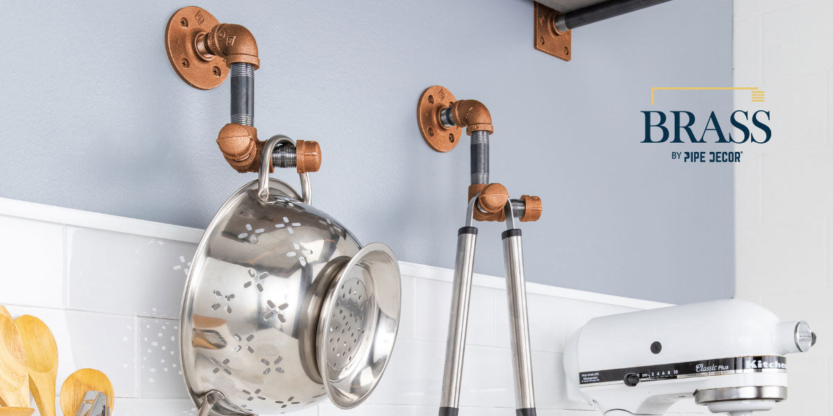 PIPE DECOR®  hooks with brass accents