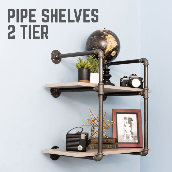 2 -tier Wall Mounted Shelf By PIPE DECOR - Pipe Decor