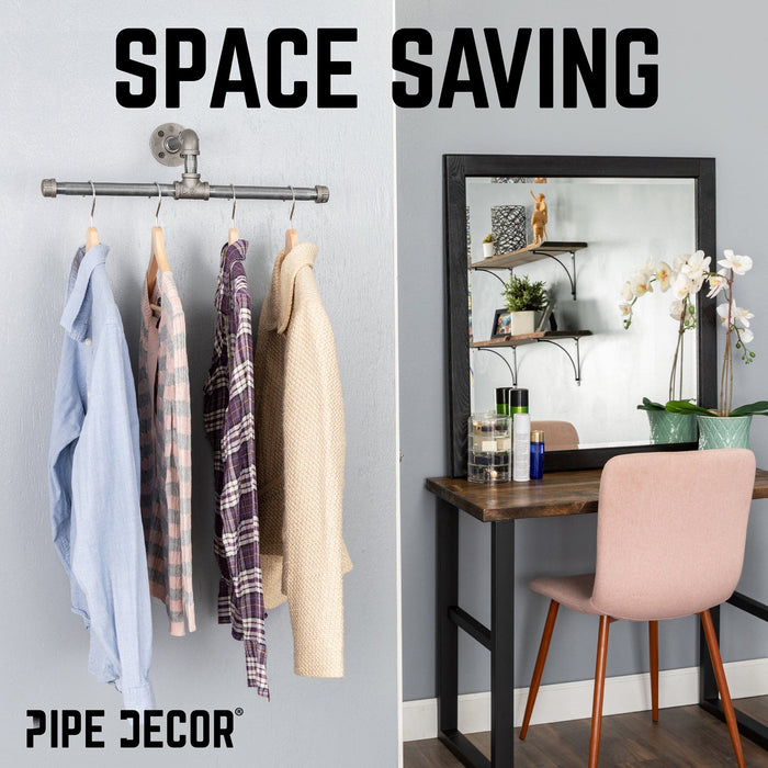 Wall-Mounted Tee-Style Pipe Clothing Rack