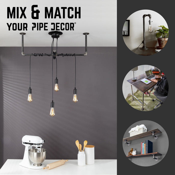 Black Spider Pendant Light Kit with Pipe Cross Hanging Accessory and 4 Adjustable Arms
