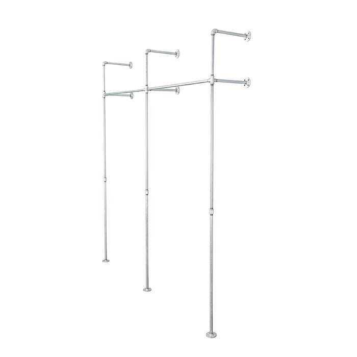 76.375 in. Galvanized Wall Mounted Clothing Rack, Double