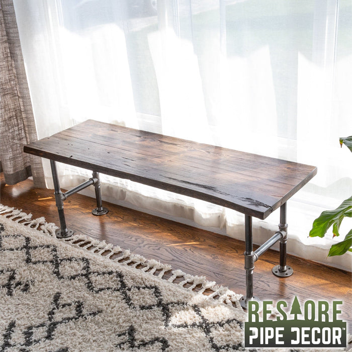 RESTORE Trail Brown Solid Live Edge Wood Accent Bench
