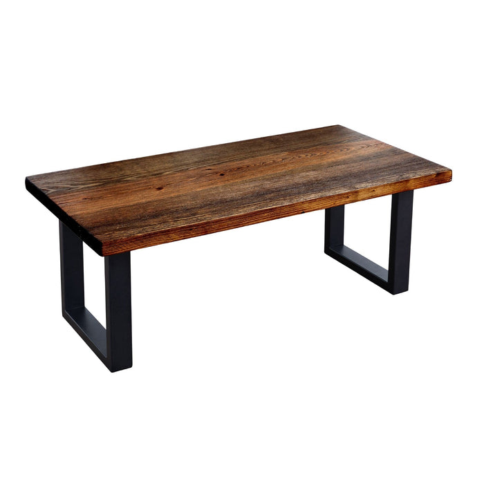 Skyline Boulder Black Solid Wood Coffee Table with 12 in. Landscape Legs