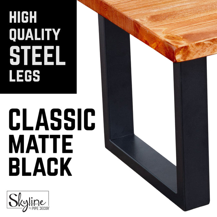 12 in. Skyline Matte Black Square Metal Landscape Coffee Table Legs - 2 Pack