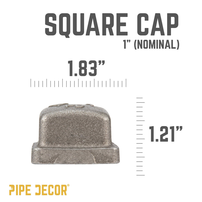 1 in. Black Square Cap