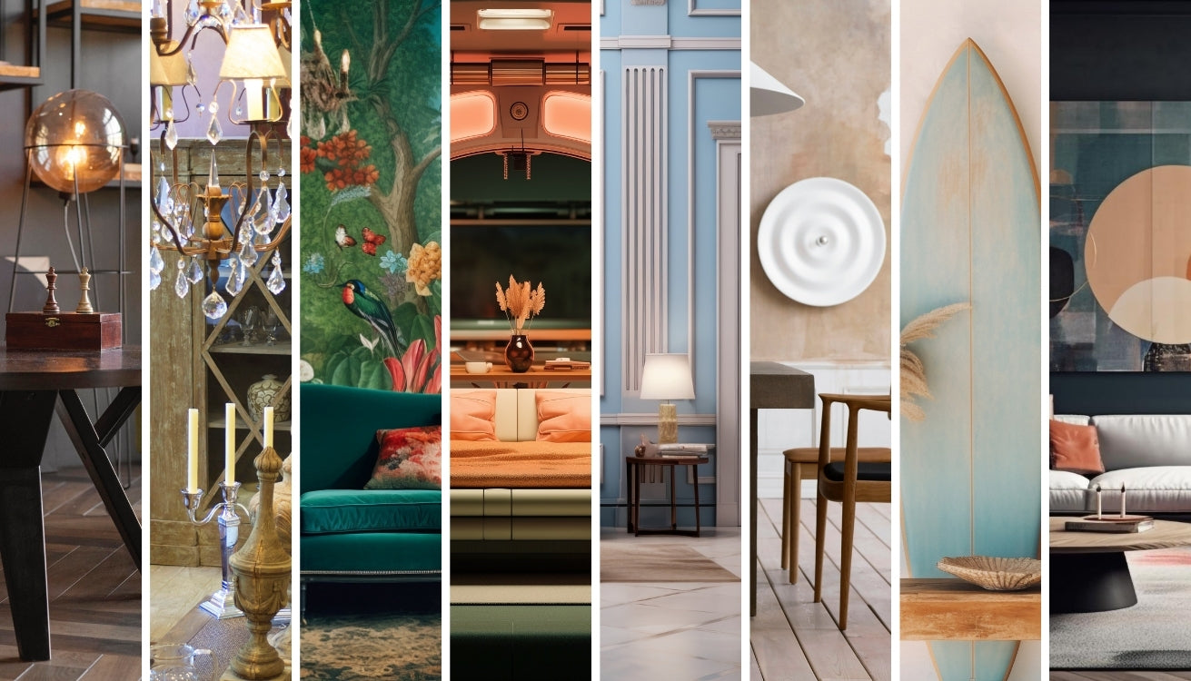 Collage of various home decor styles illustrating how different aesthetics align with MBTI personality types, highlighting the diversity in home decor.