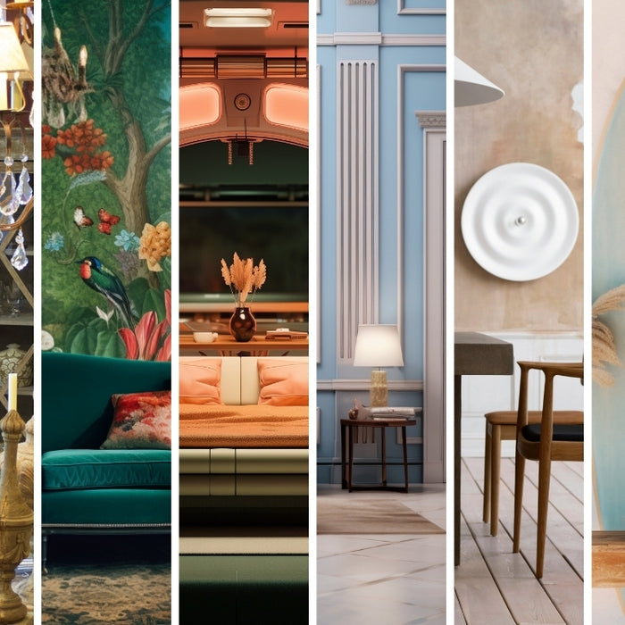 Collage of various home decor styles illustrating how different aesthetics align with MBTI personality types, highlighting the diversity in home decor.