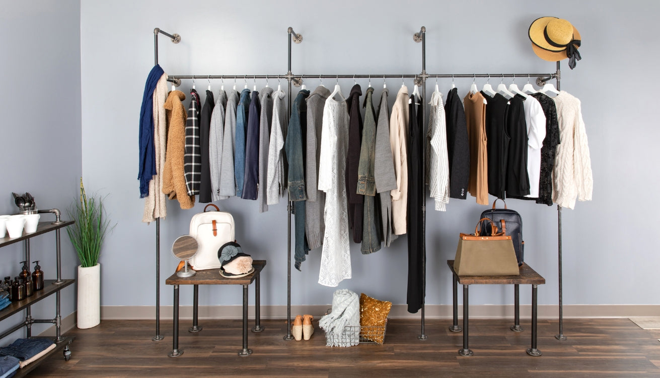 Mellow Racks Collage Transform Your College Dorm with Stylish and Functional Pipe Clothing ...