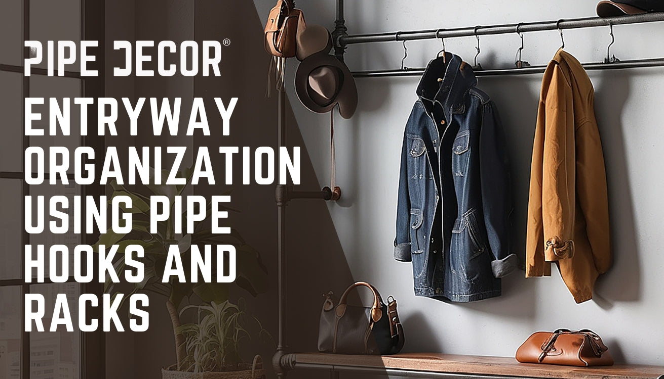 Entryway Organization Using Pipe Hooks and Racks