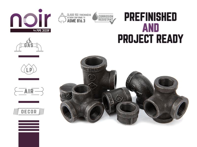 1/2 in. Noir Prefinished Matte Black Fittings