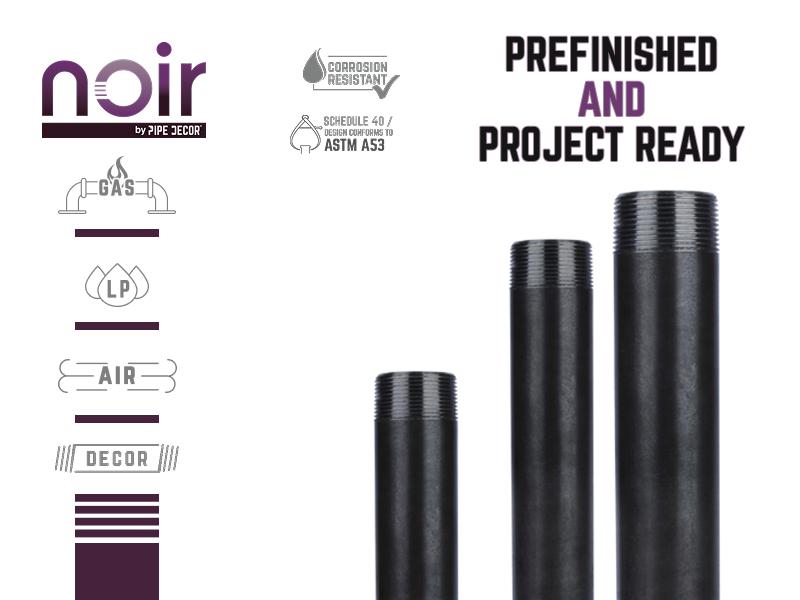 1 in. Noir Prefinished Matte Black Pipe