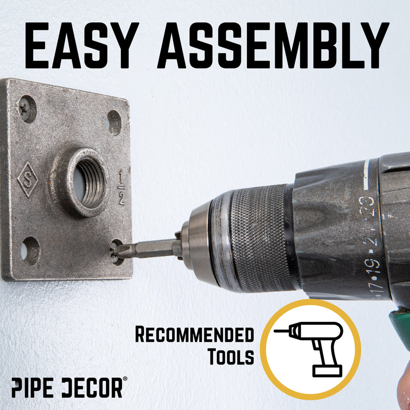 Kit de ganchos de pared con codo cuadrado de 90 grados (paquete de 2)