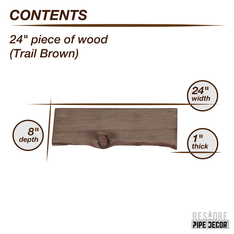 Étagère en bois brun Restore Trail de 24 po (bois seulement)