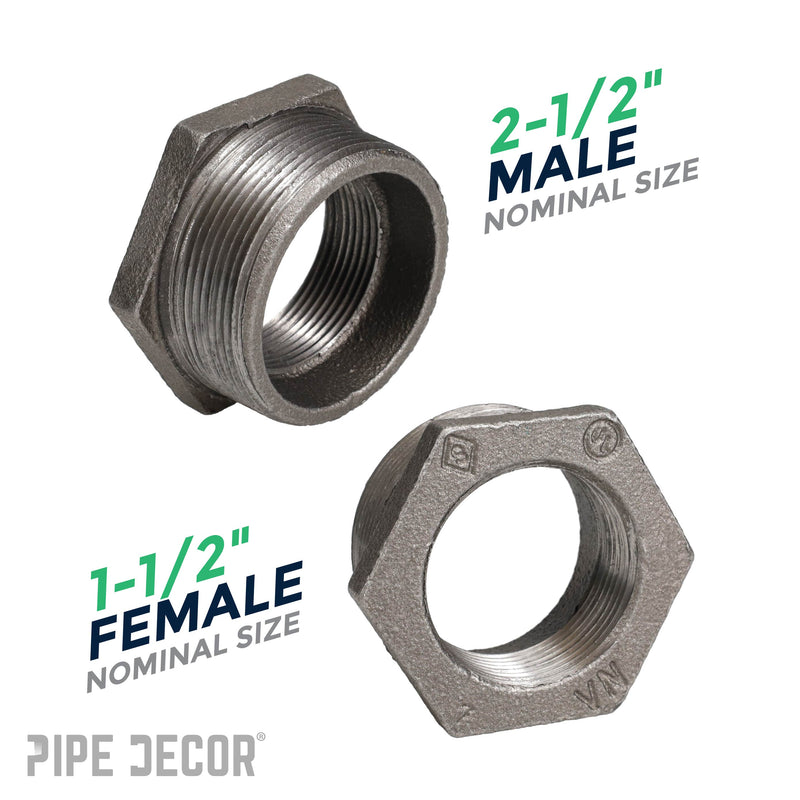 Buje negro de 2 1/2 pulg. x 1 1/2 pulg.