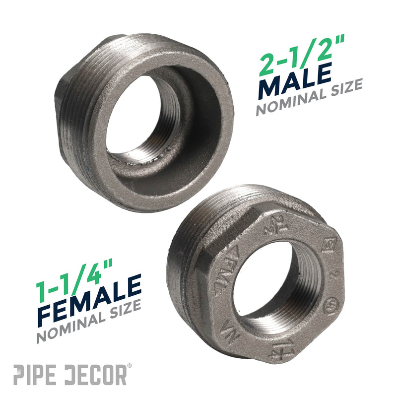 Buje negro de 2 1/2 pulg. x 1 1/4 pulg.