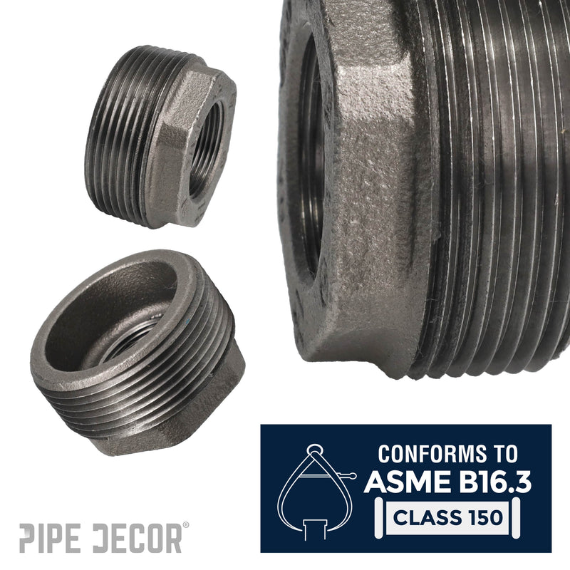 Buje negro de 2 1/2 pulg. x 1 1/4 pulg.