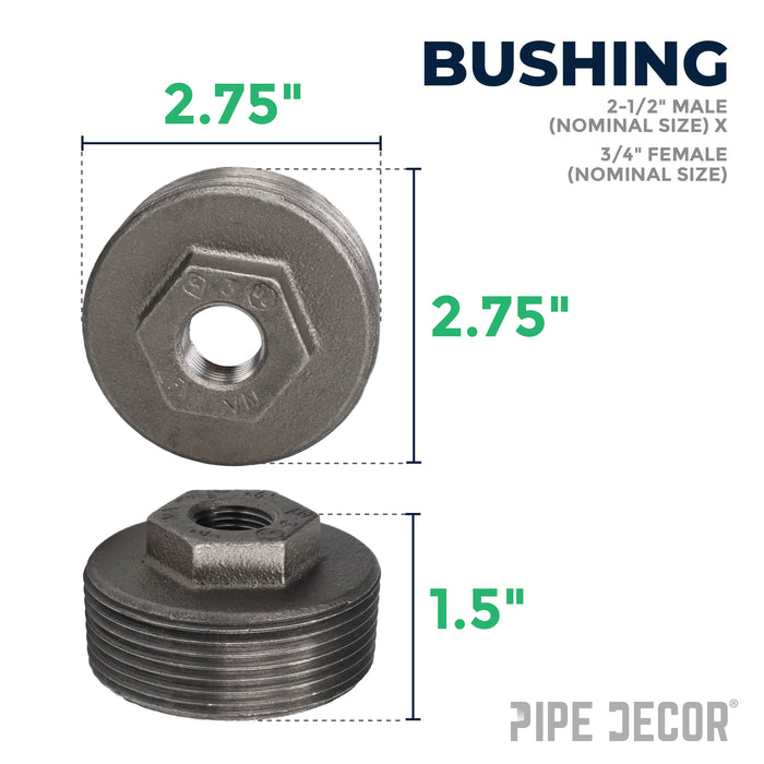 2 1/2 in. x 3/4 in. Black Bushing