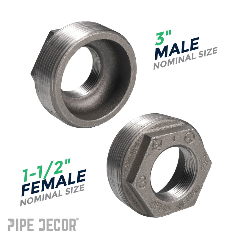 Buje negro de 3 pulg. x 1 1/2 pulg.