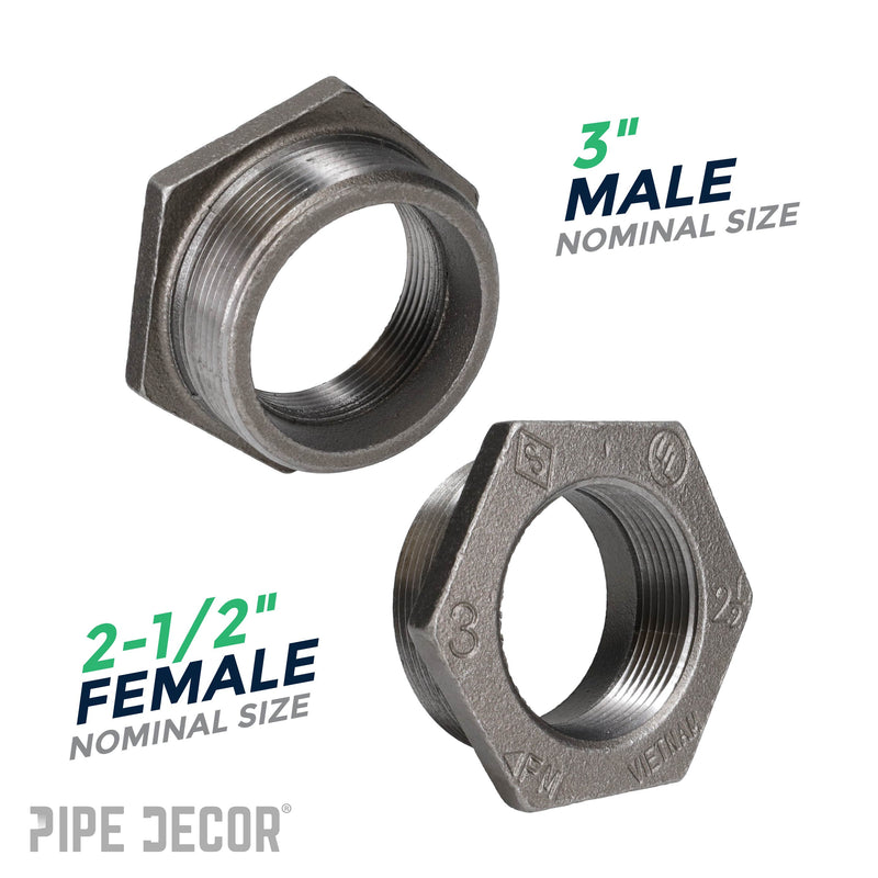 Buje negro de 3 pulg. x 2 1/2 pulg.