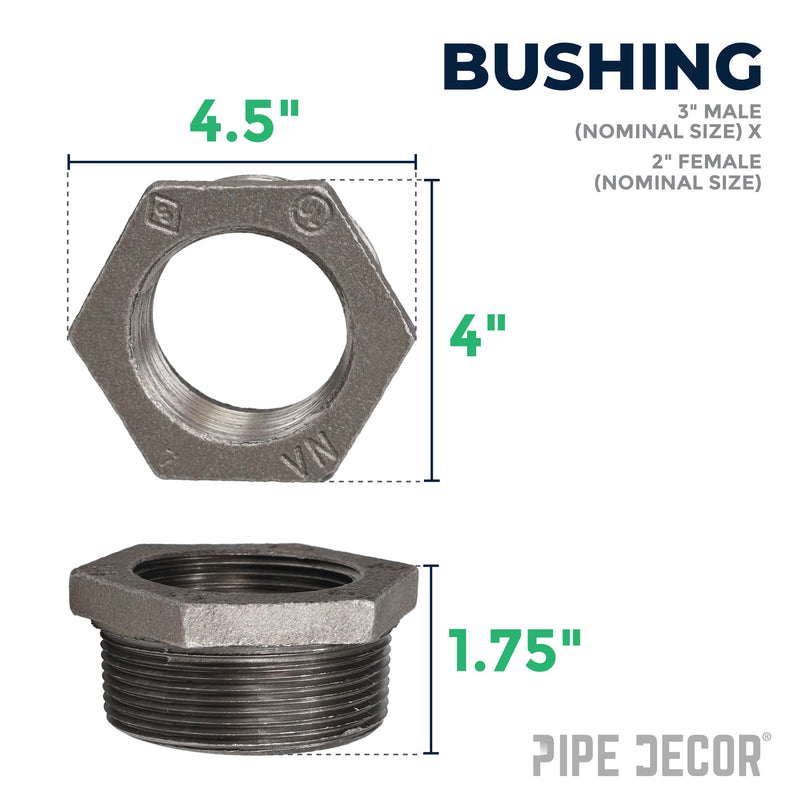 Buje negro de 3 pulg. x 2 pulg.