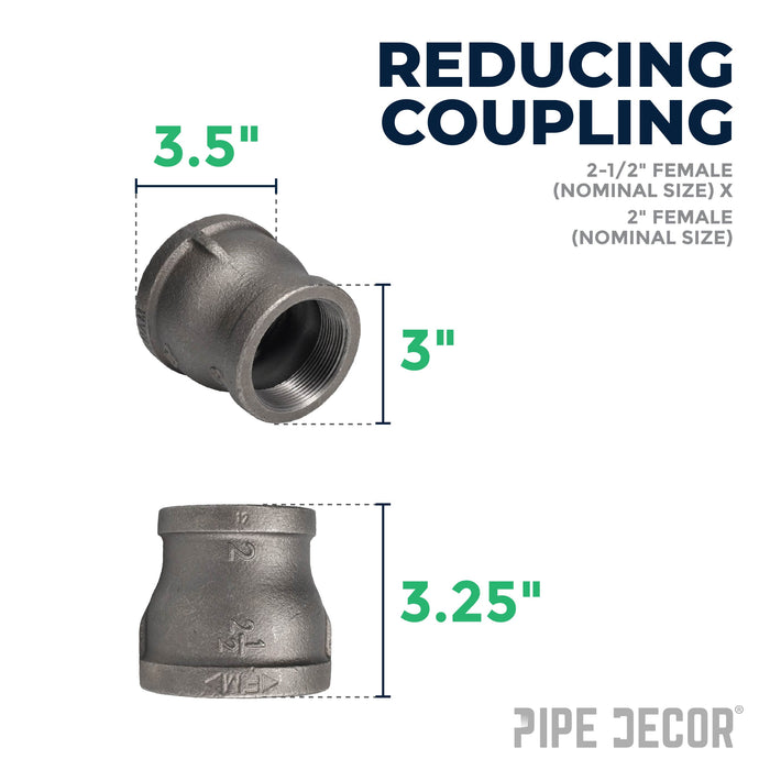 2 1/2 in. x 2 in. Black Reducing Coupling