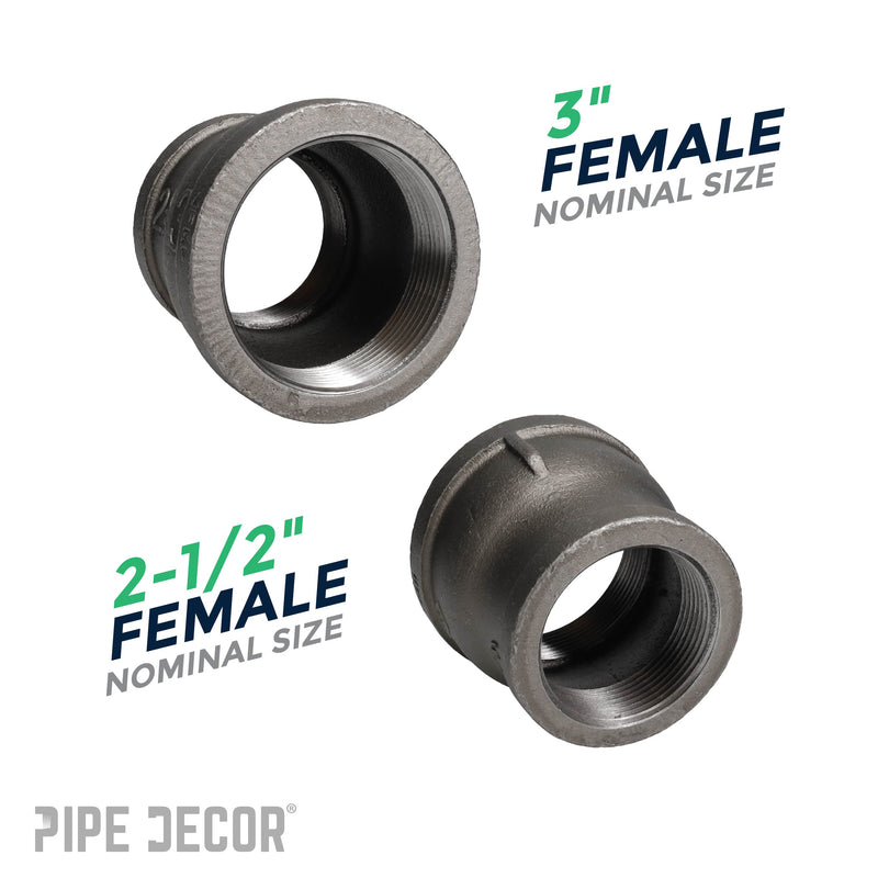 Raccord réducteur noir de 3 po x 2 1/2 po