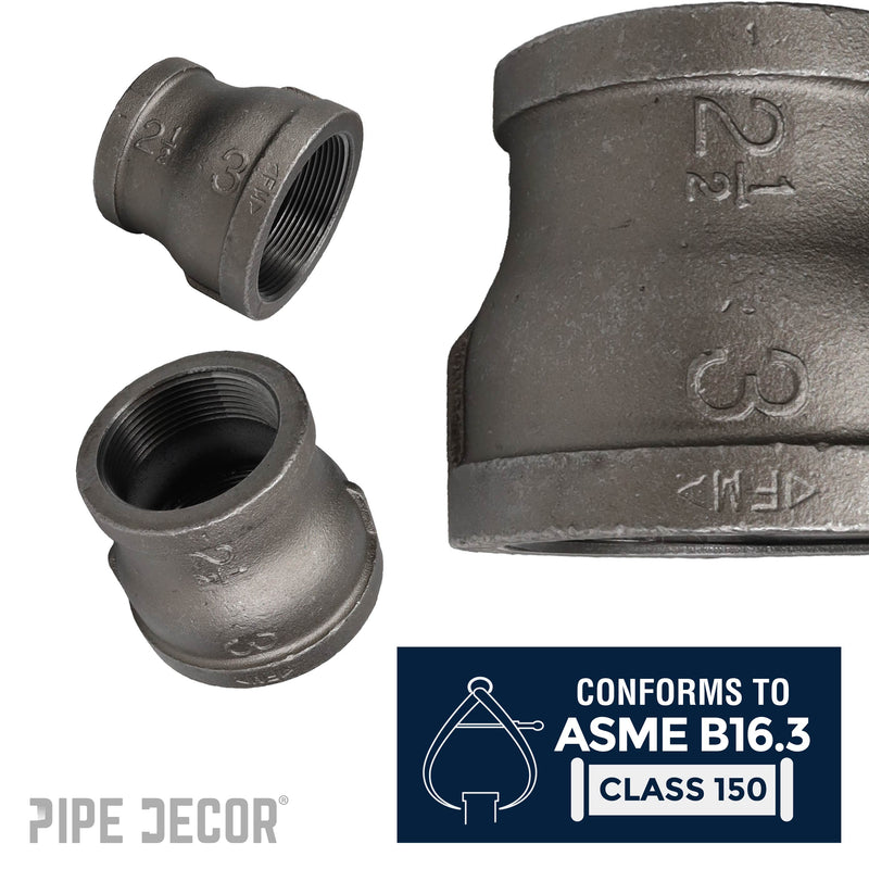 Raccord réducteur noir de 3 po x 2 1/2 po