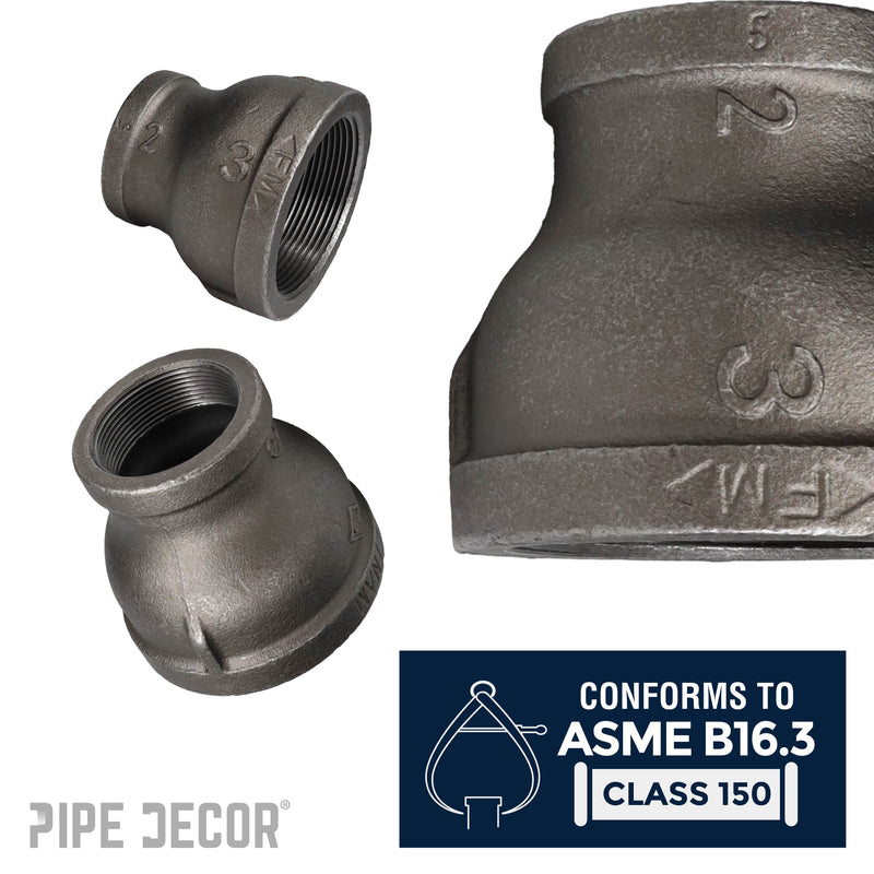 Acoplamiento reductor negro de 3 pulg. x 2 pulg.