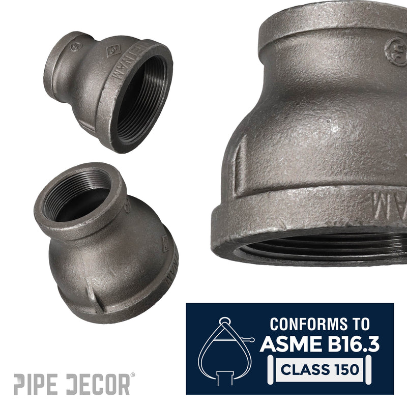 Raccord réducteur noir de 4 po x 3 po