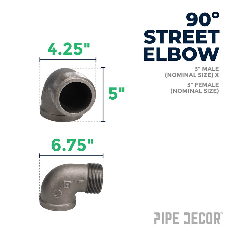 3 in. Black 90 Degree Street Elbow