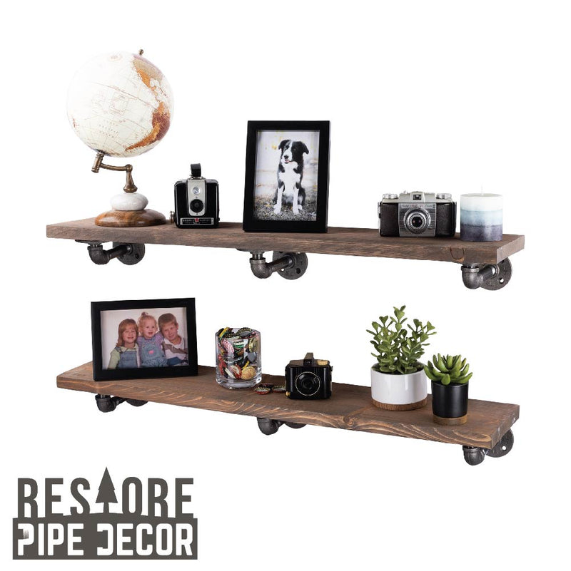 RESTORE Driftwood Tan 36 in. Shelves with L-Shaped Brackets