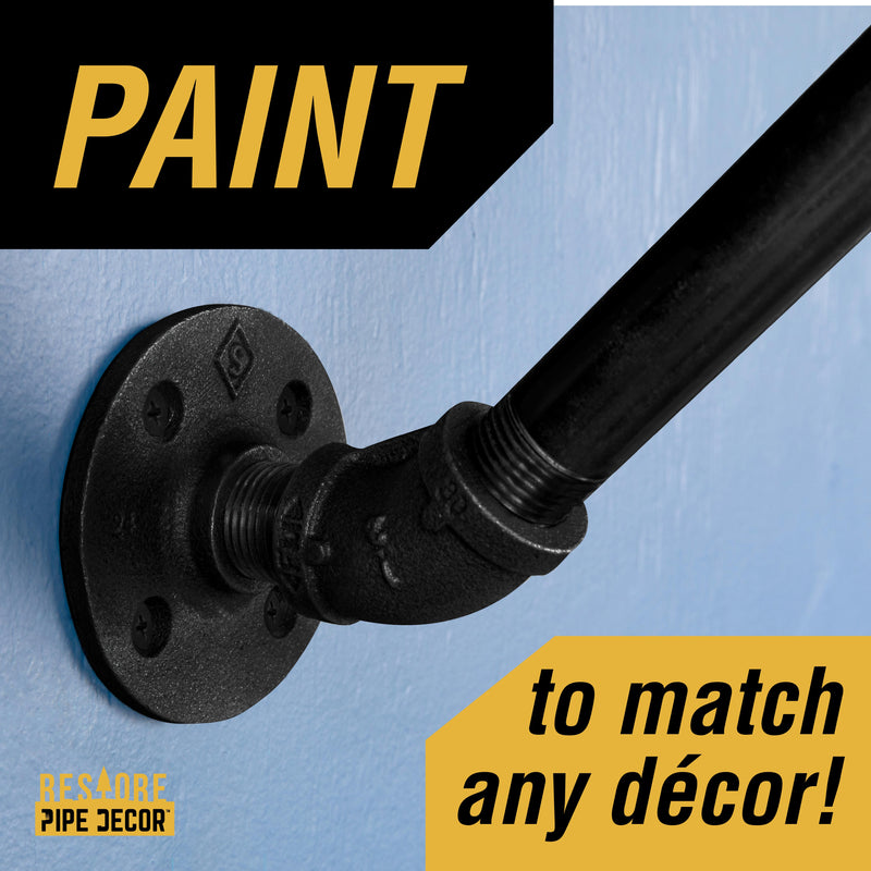 Portant à vêtements mural de 24 po avec tablette en bois, Boulder Black
