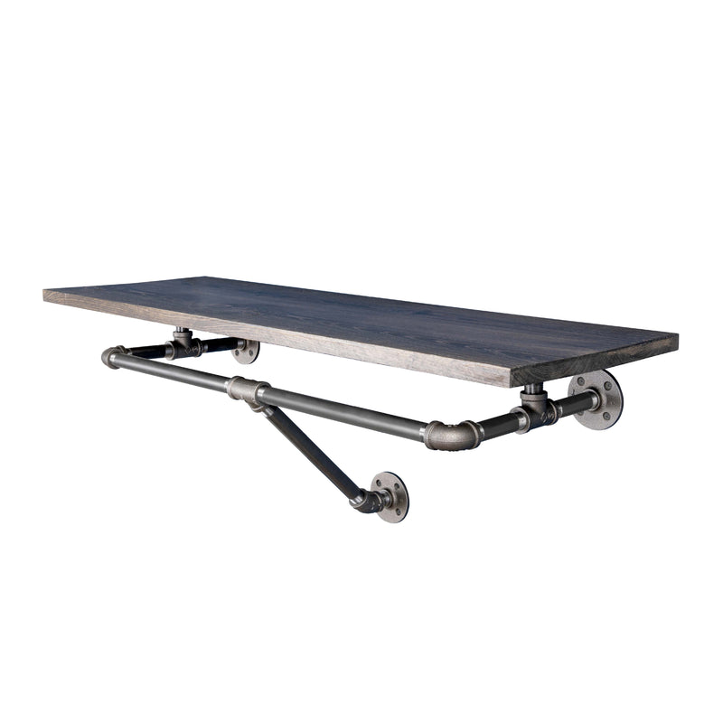 Portant à vêtements mural de 36 po avec étagère en bois, Boulder Black