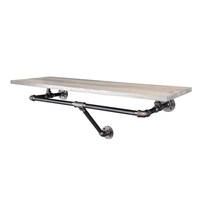 Portant à vêtements mural de 36 po avec étagère en bois, gris Riverstone
