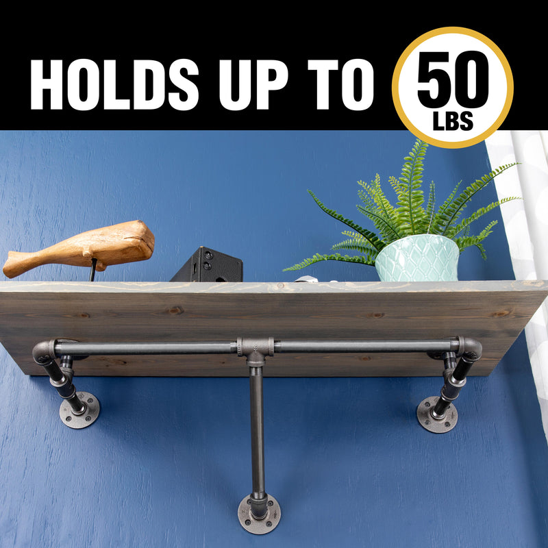 Portant à vêtements mural de 36 po avec étagère en bois, gris Riverstone