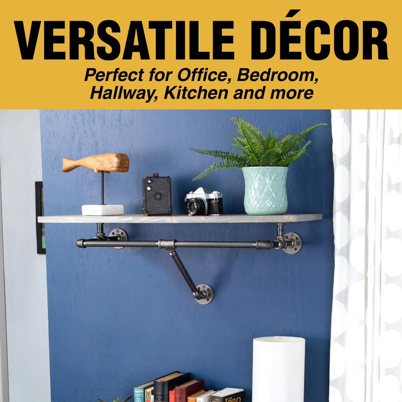 Portant à vêtements mural de 36 po avec étagère en bois, gris Riverstone