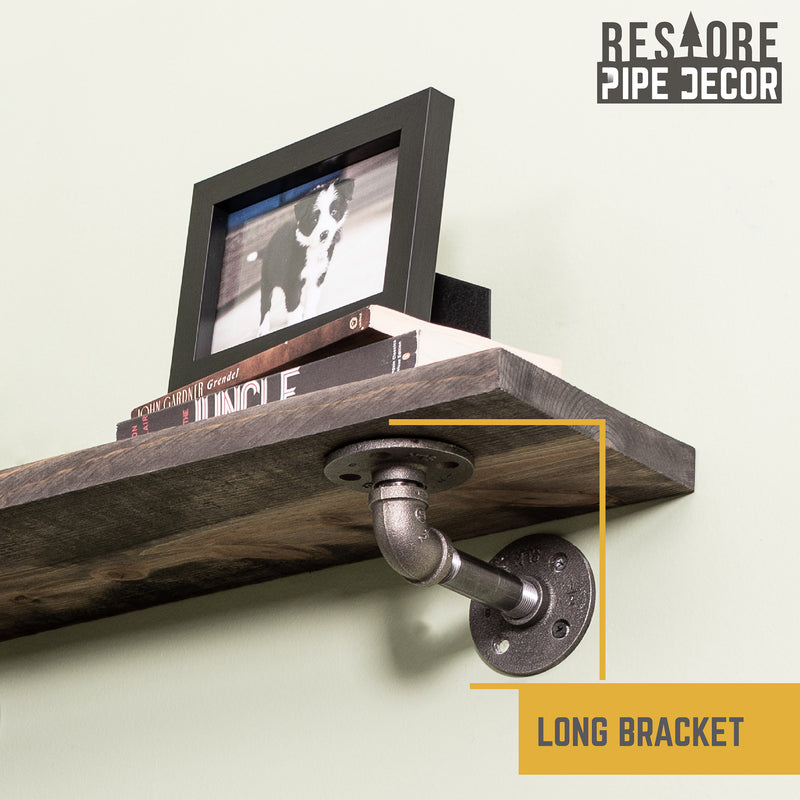 RESTORE Boulder Black 24 in. Shelves with L-Shaped Brackets