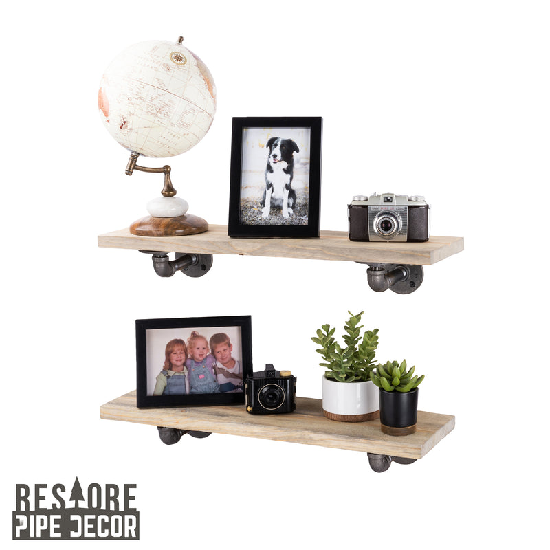 Étagères RESTORE Driftwood Tan de 24 po avec supports en L