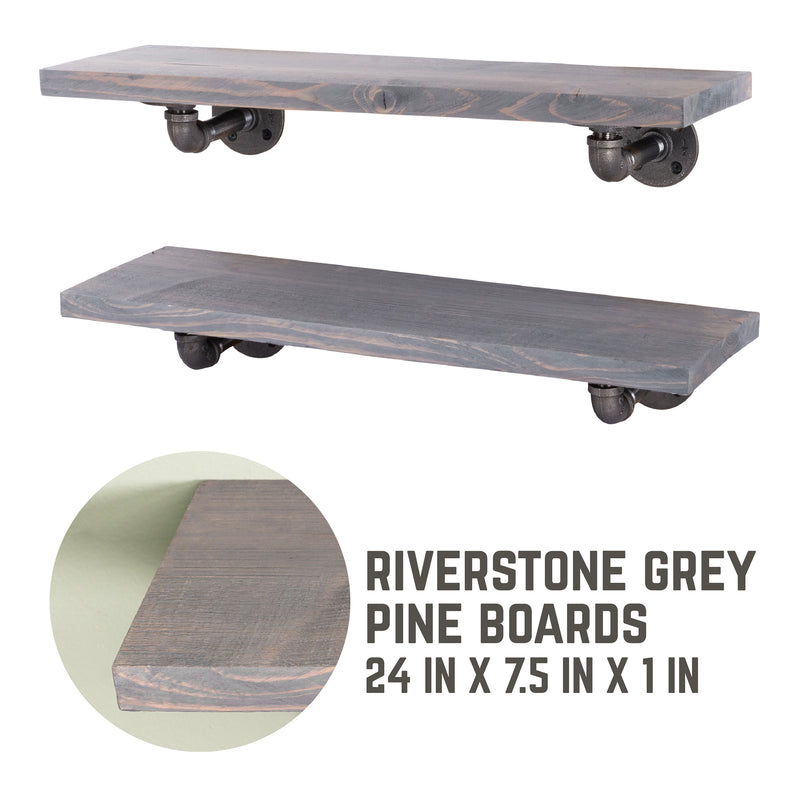RESTAURAR Estantes Riverstone Grey de 24 pulgadas con soportes en forma de L