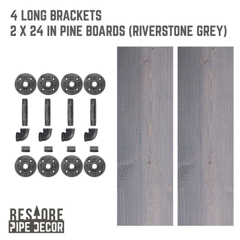 RESTAURAR Estantes Riverstone Grey de 24 pulgadas con soportes en forma de L