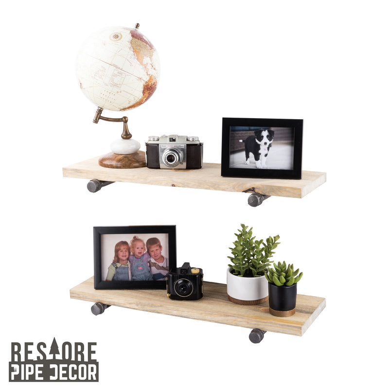 Étagères RESTORE Driftwood Tan de 24 po avec supports droits