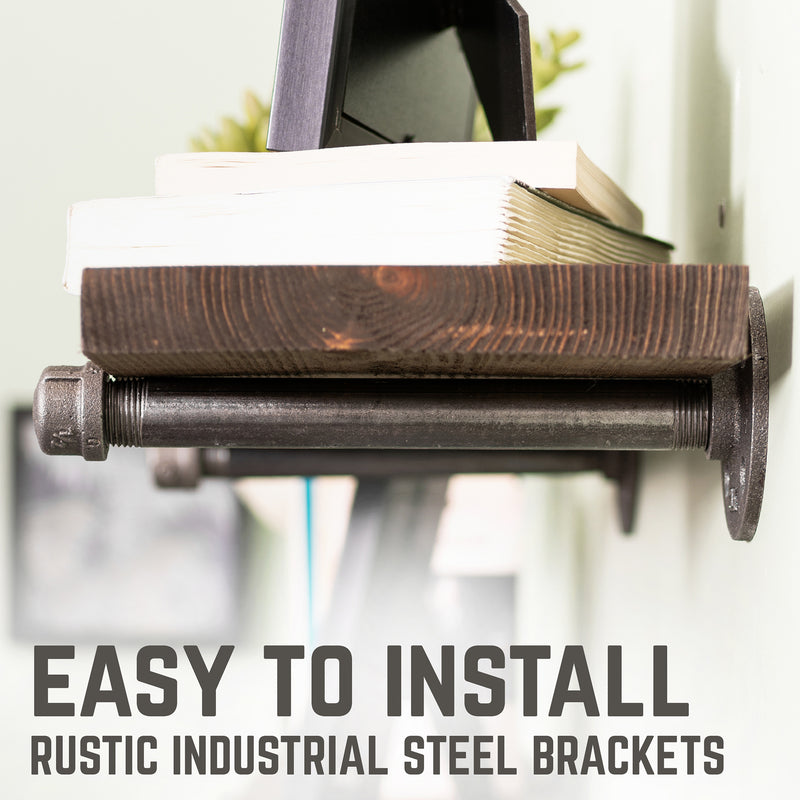 RESTORE Trail Brown 24 in. Shelves with Straight Brackets