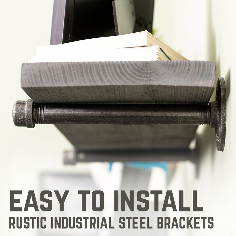 RESTORE Riverstone Grey 24 in. Shelves with Straight Brackets