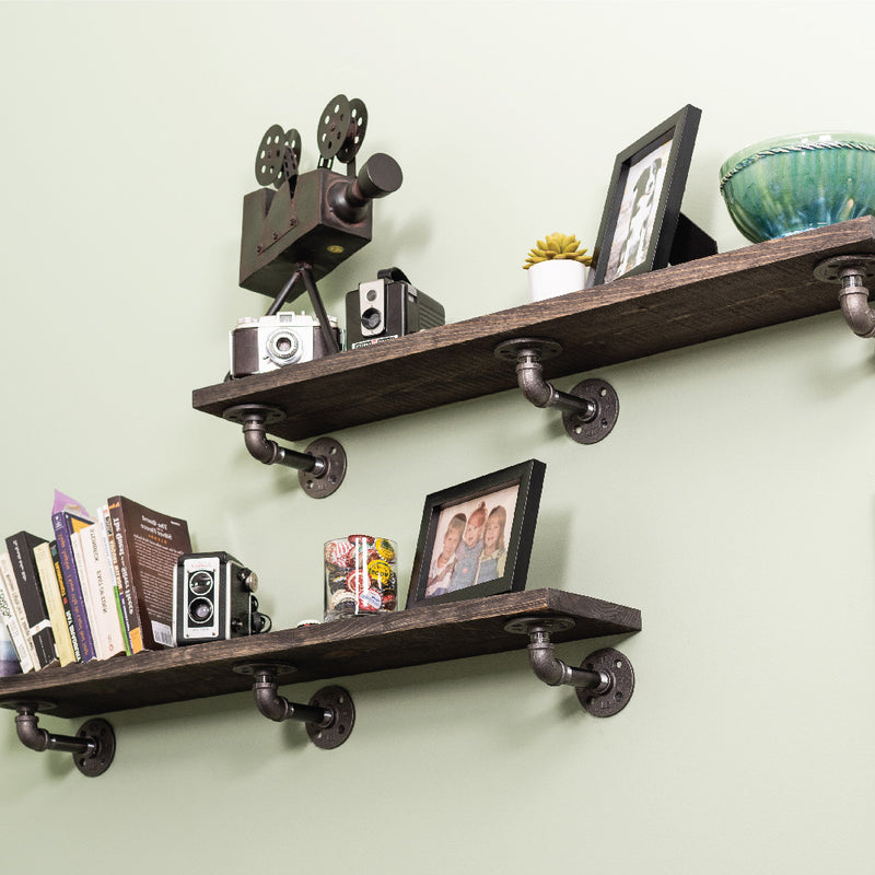RESTORE Boulder Black 36 in. Shelves with L-Shaped Brackets