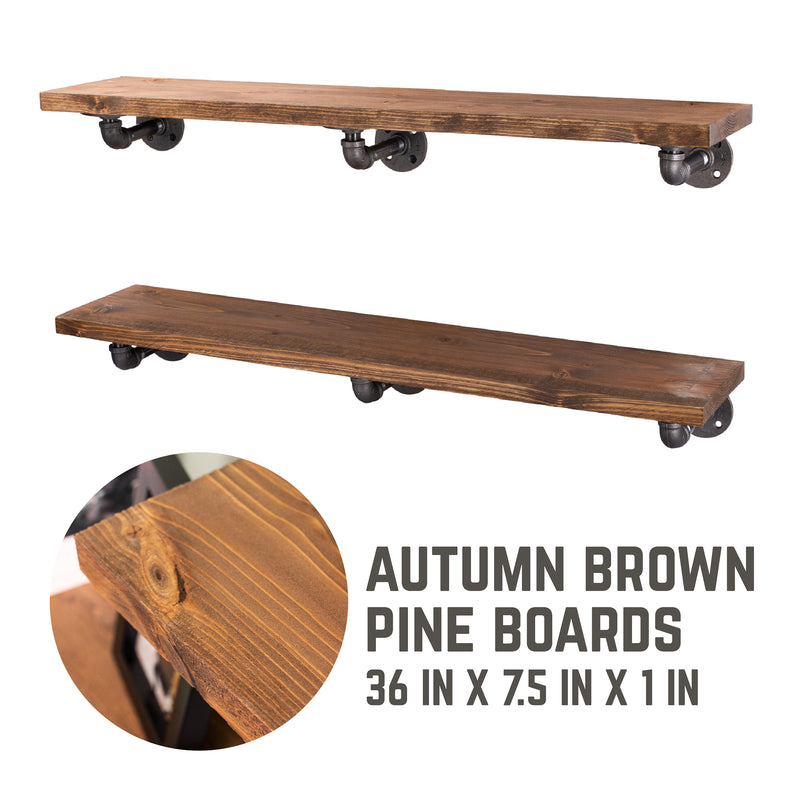 RESTAURAR Estantes Autumn Brown de 36 pulgadas con soportes en forma de L