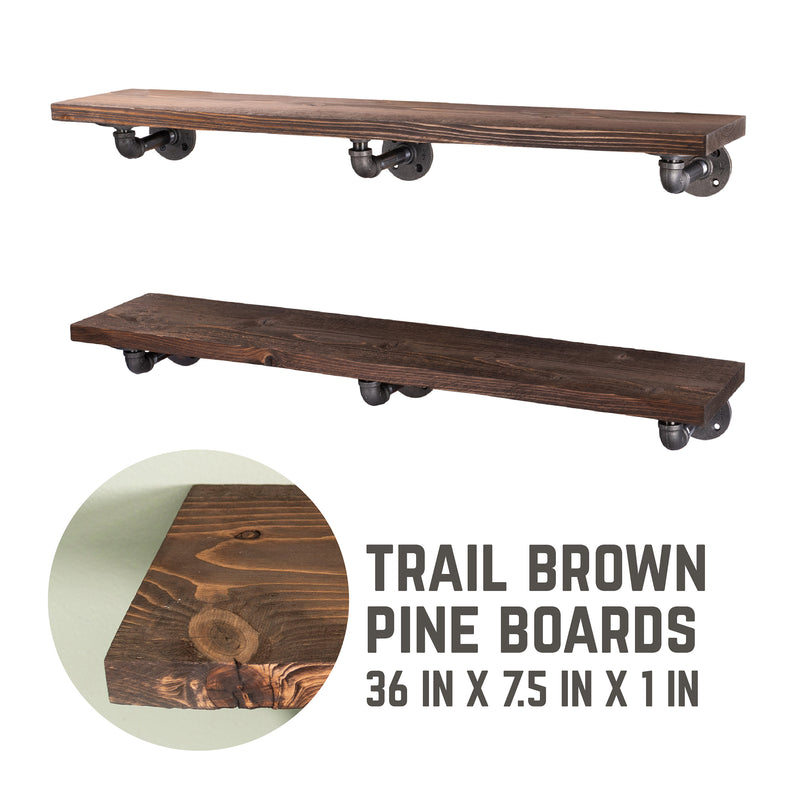 RESTORE Trail Brown 36 in. Shelves with L-Shaped Brackets