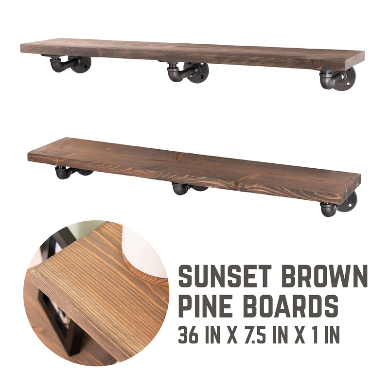 RESTAURAR Estantes Sunset Brown de 36 pulgadas con soportes en forma de L