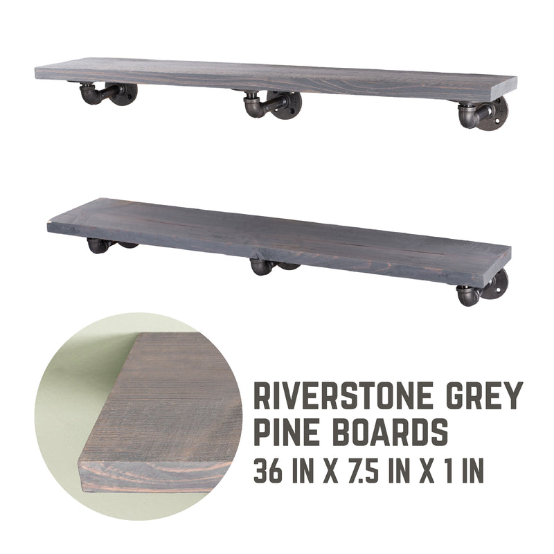 RESTORE Riverstone Grey 36 in. Shelves with L-Shaped Brackets
