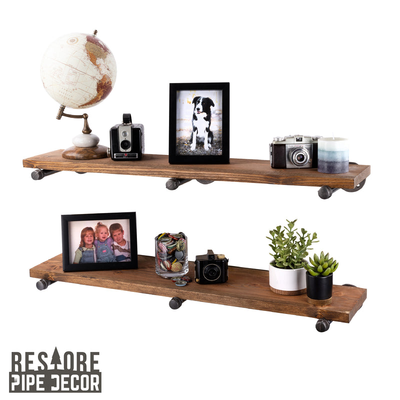 RESTORE Autumn Brown 36 in. Shelves with Straight Brackets