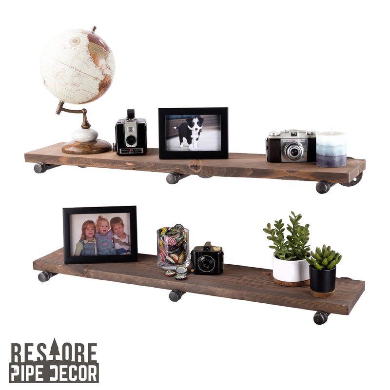 RESTORE Sunset Brown 36 in. Shelves with Straight Brackets